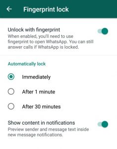 Fingerprint lock from whatsapp